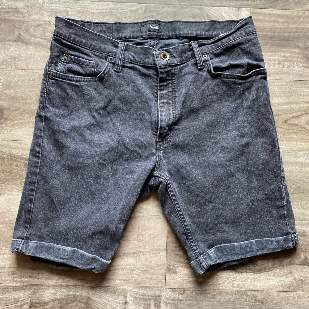 Vans black/gray denim shorts